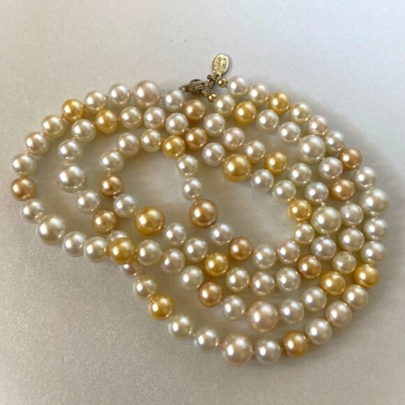 Vintage Cookie Lee Faux Pearl Knotted Necklace - Picture 2 of 7